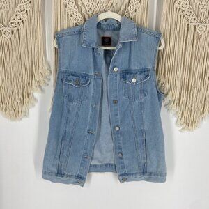 Boom Boom Jeans Cotton Button Down Collared Sleeveless Vests Size Medium